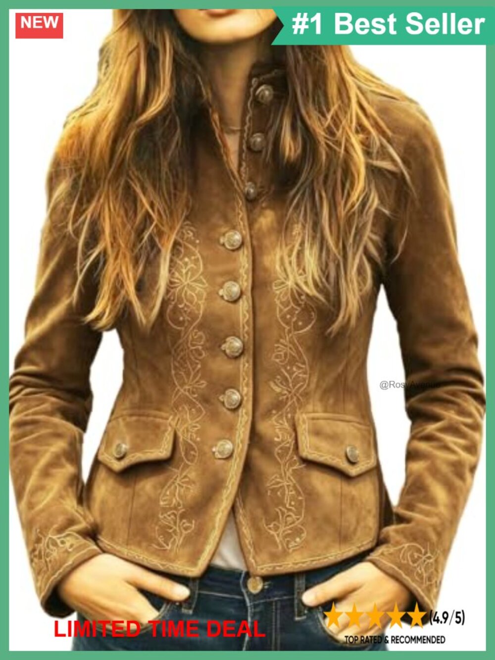 Faux Suede Jacket Women Button Down Collar Long Sleeve Casual
